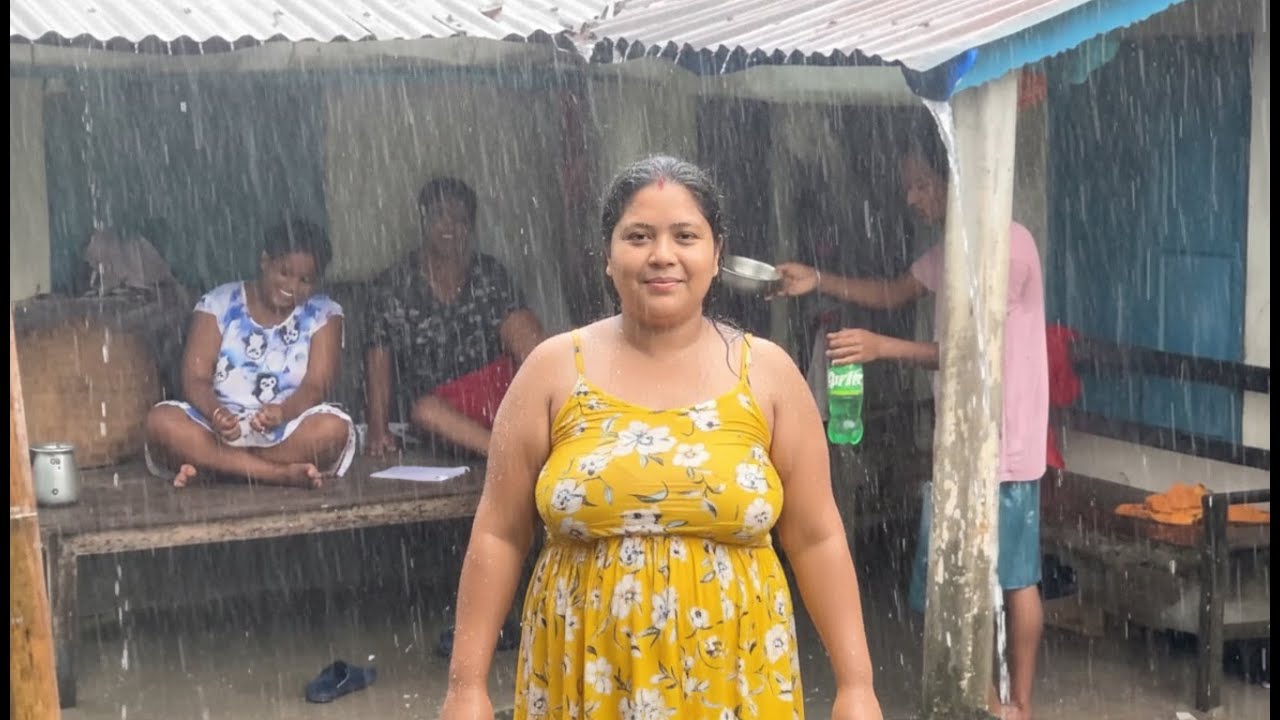 Cloud Burst Heavy Rain-Remote Village City-Walking in the Downpour