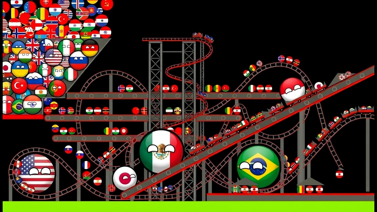 16 Countries Marble Race In Algodoo Day 3