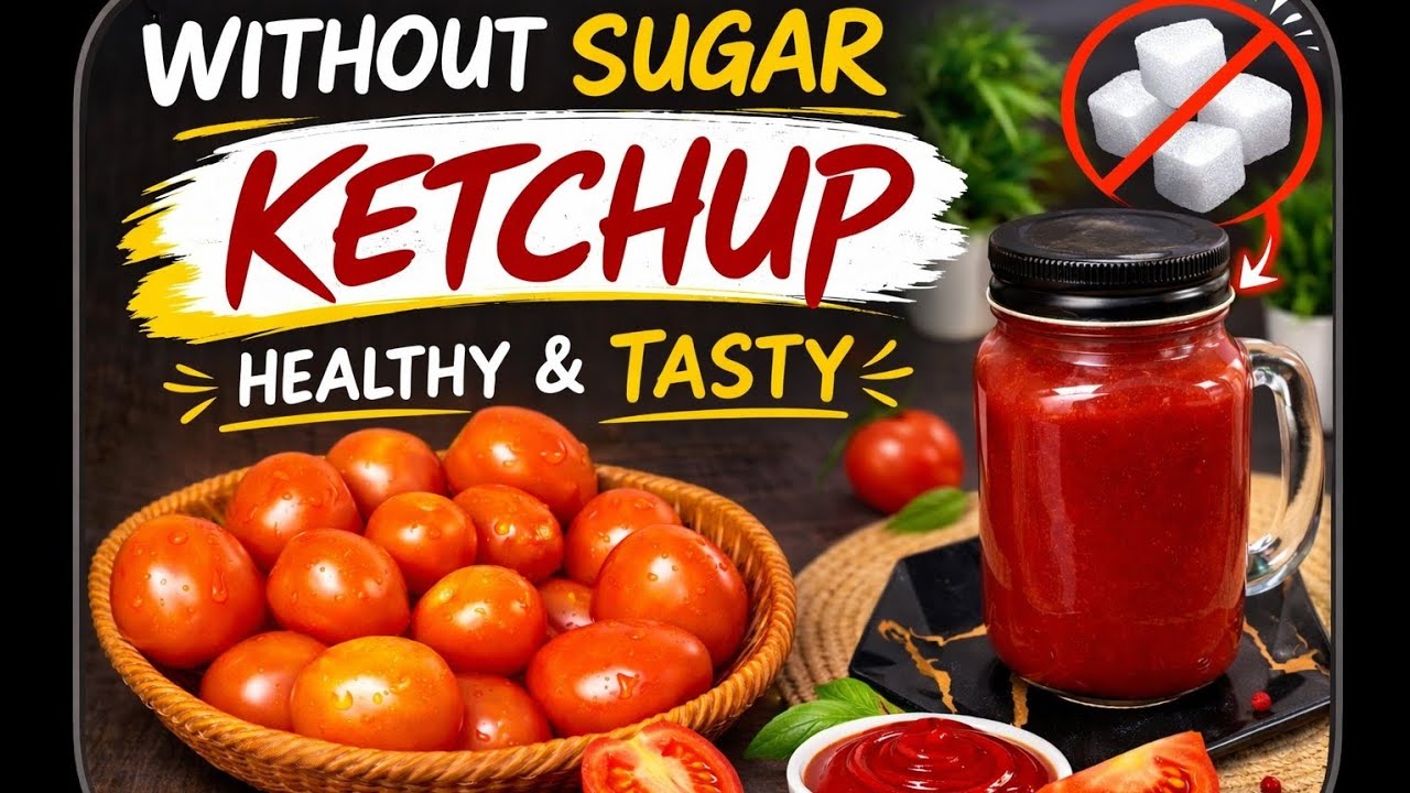 Homemade Tomato Ketchup Recipe Without Sugar | Natural & Preservative Free | Kids Friendly recipe|  