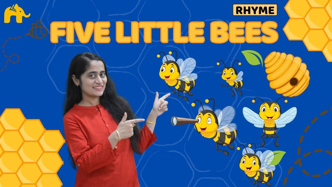 5 Little Bees Rhymes | Poem UKG with action | Nursery Rhymes