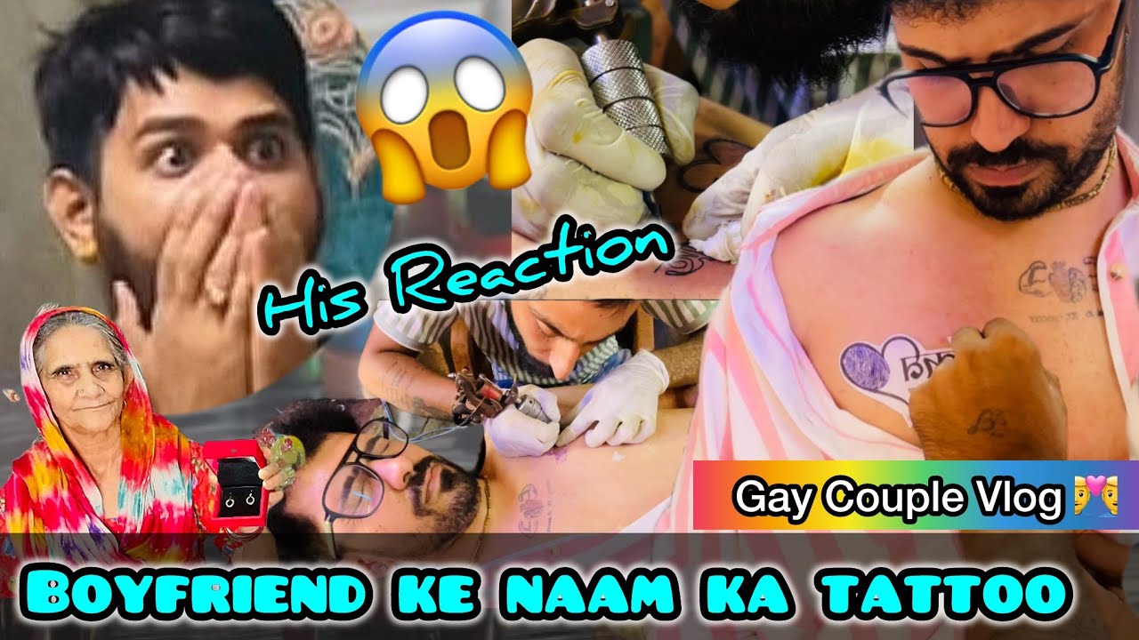 Boyfriend Ke Naam Ka Tatto ♥️ || His Reaction 😱 || Gay Couple Vlog 🌈 || @Laddu and Arry 👨‍❤️‍👨