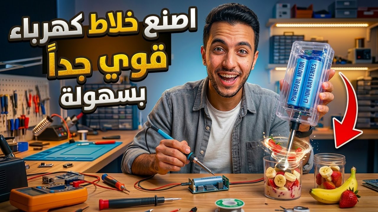 👌خلاط كهرباء قوي جدا من اشياء قديمة عصارة أصلي Make a very powerful electric blender from old things