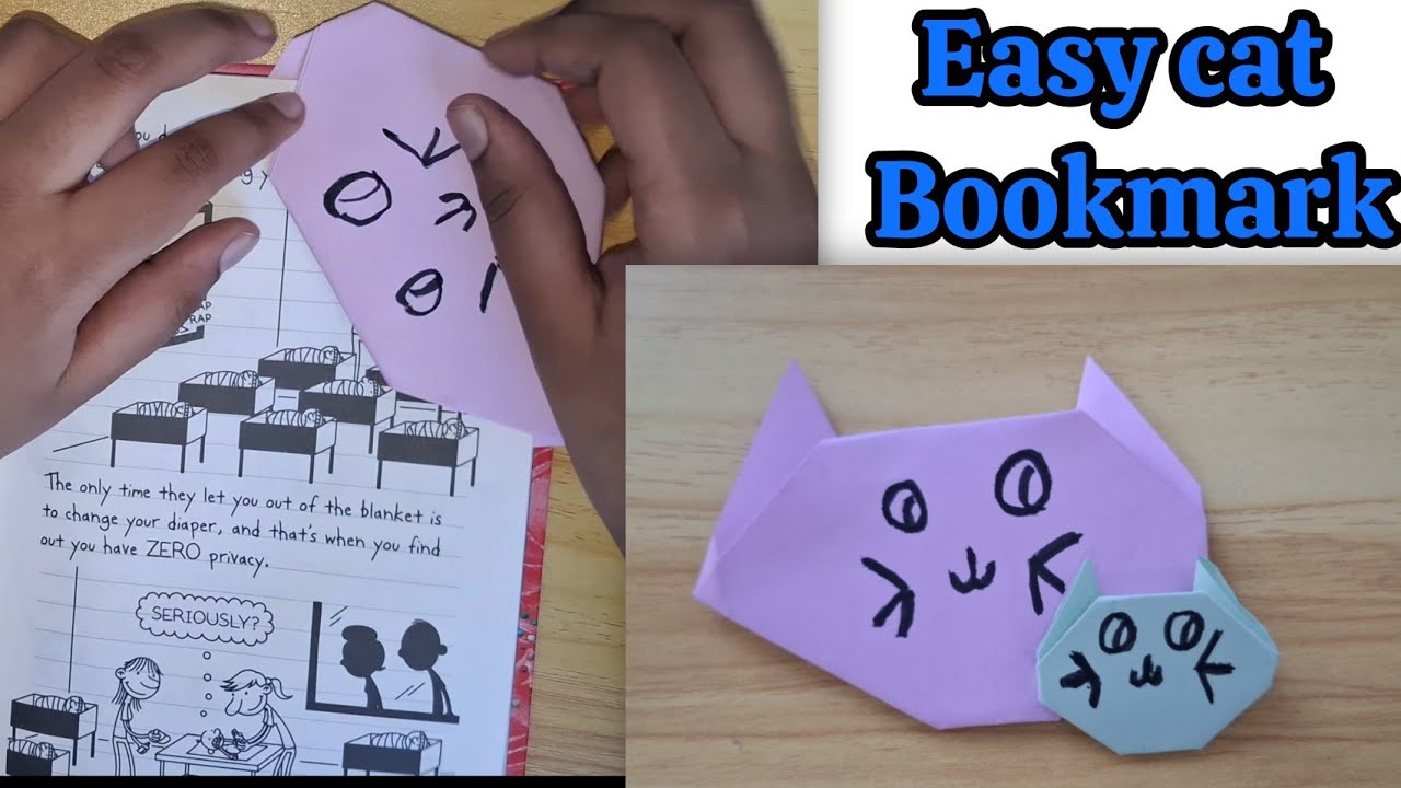 How to Make a Cat Origami Bookmark 🐱📚 Cute & Easy | ⁨@papercraftcreation1⁩