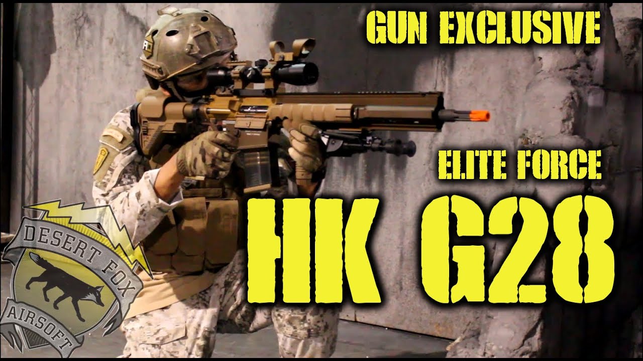 DesertFox Airsoft Gun Exclusive: Elite Force HK G28 AEG Limited Edition Tan/Brodrab