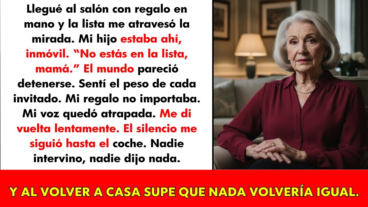 No estás en la lista,mamá. Así me rechazó mi hijo en la boda de mi nieta Volví a casa y todo cambió.