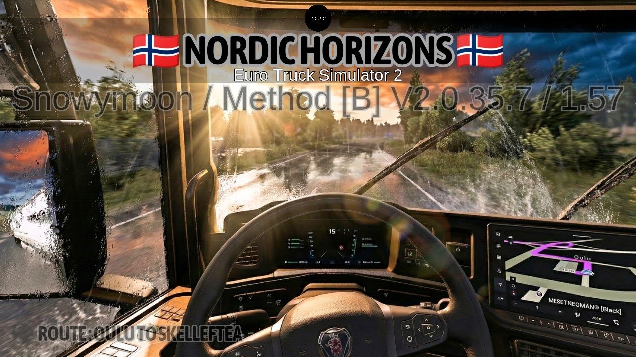 🇳🇴 Nordic Horizons for ETS2 Ultra Real Gameplay-Snowymoon V2.0.35.7 [Heavy Rains/Landscape/1.57]