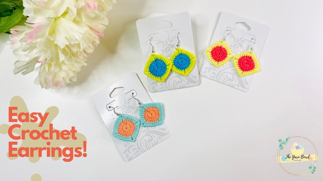 Easy Crochet Earrings | Granny Square Earrings