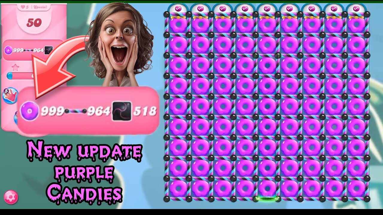 New amazing look purple | Candy crush saga new update purple candies