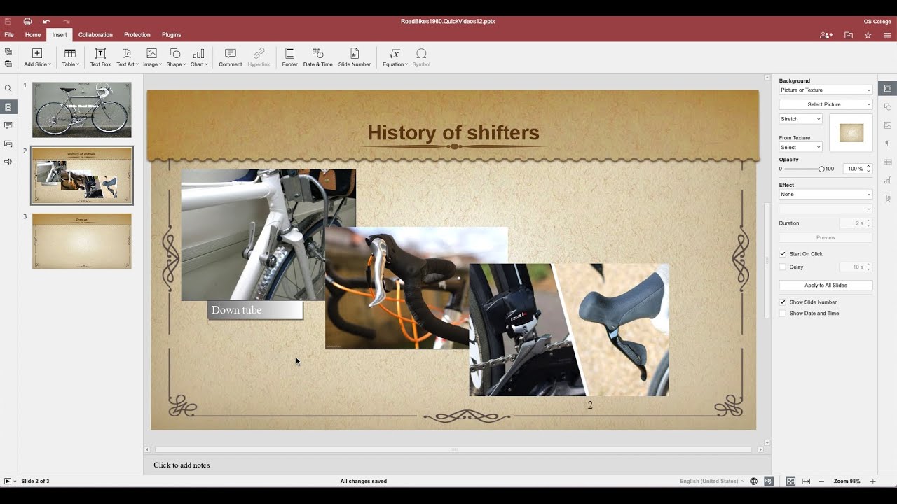 OnlyOffice Presentation Quick Video: Applying a drop shadow