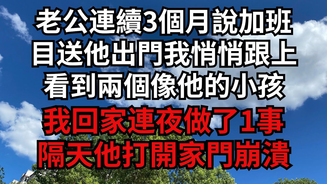 老公連續3個月說加班，目送他出門我悄悄跟上，看到兩個像他的小孩，我回家連夜做了1事，隔天他打開家門崩潰【煙雨夕陽】#為人處世 #爽文 #情感故事 #深夜讀書 #幸福人生