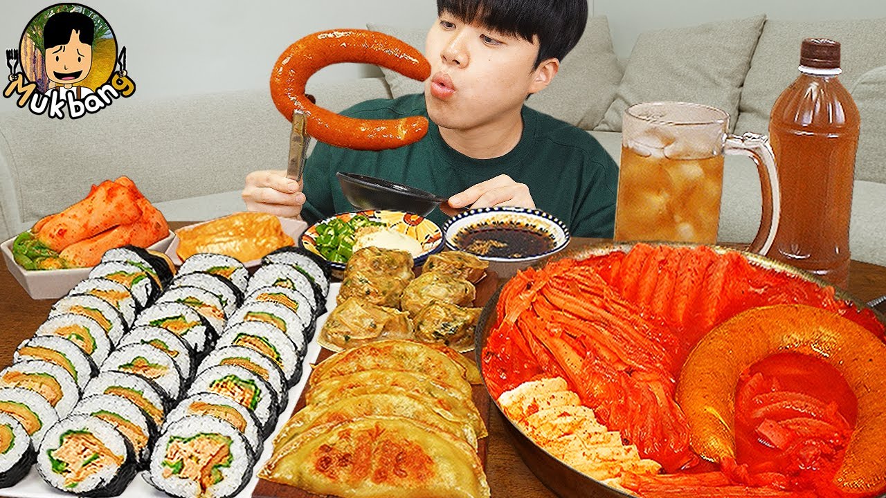 ASMR MUKBANG | острая лапша Рамён, кимбап, кимчи рецепт ! принимать пищу