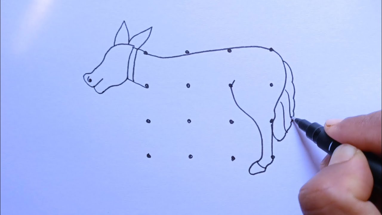 Donkey Drawing | How To Draw Donkey With 4×4 Dots | Donkey Drawing Easy