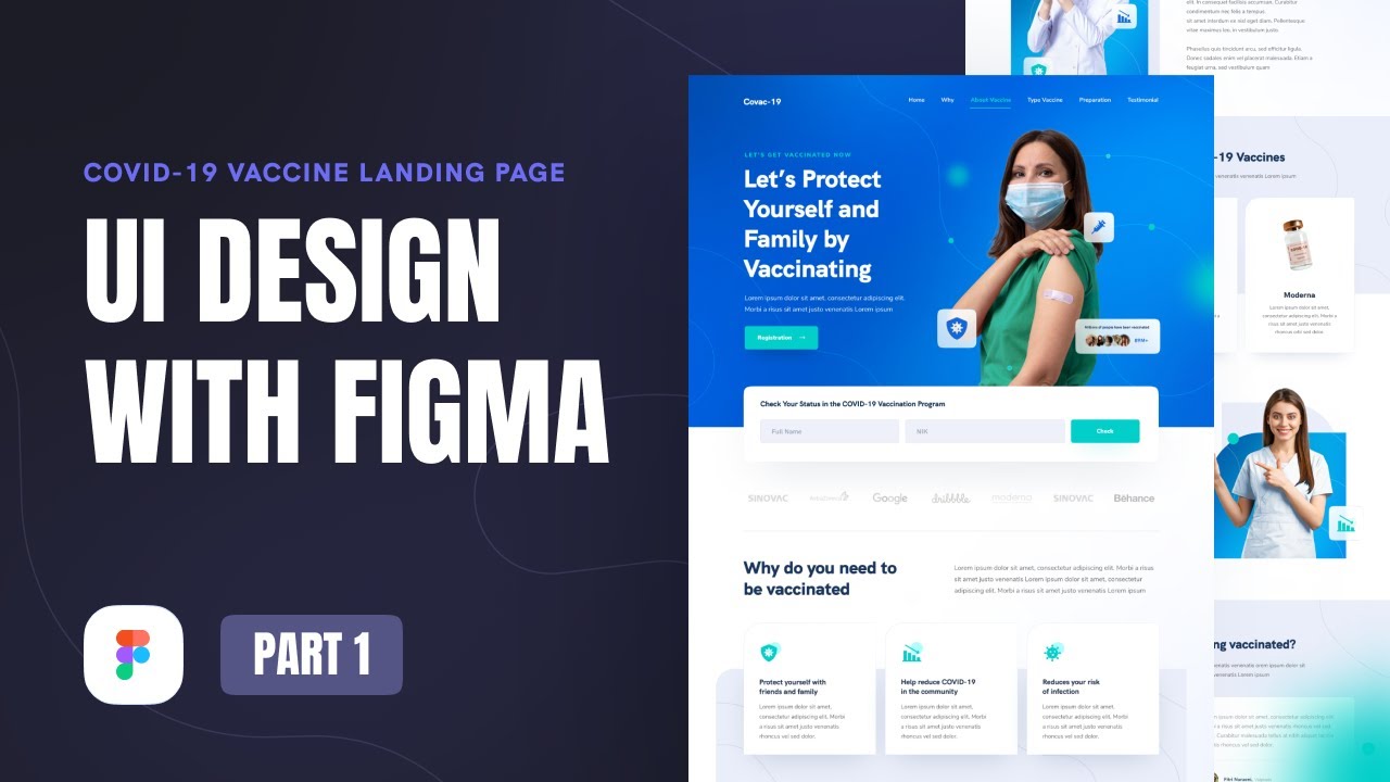 Landing page Design Figma - Covid 19 Vaccine Landing page Part 1