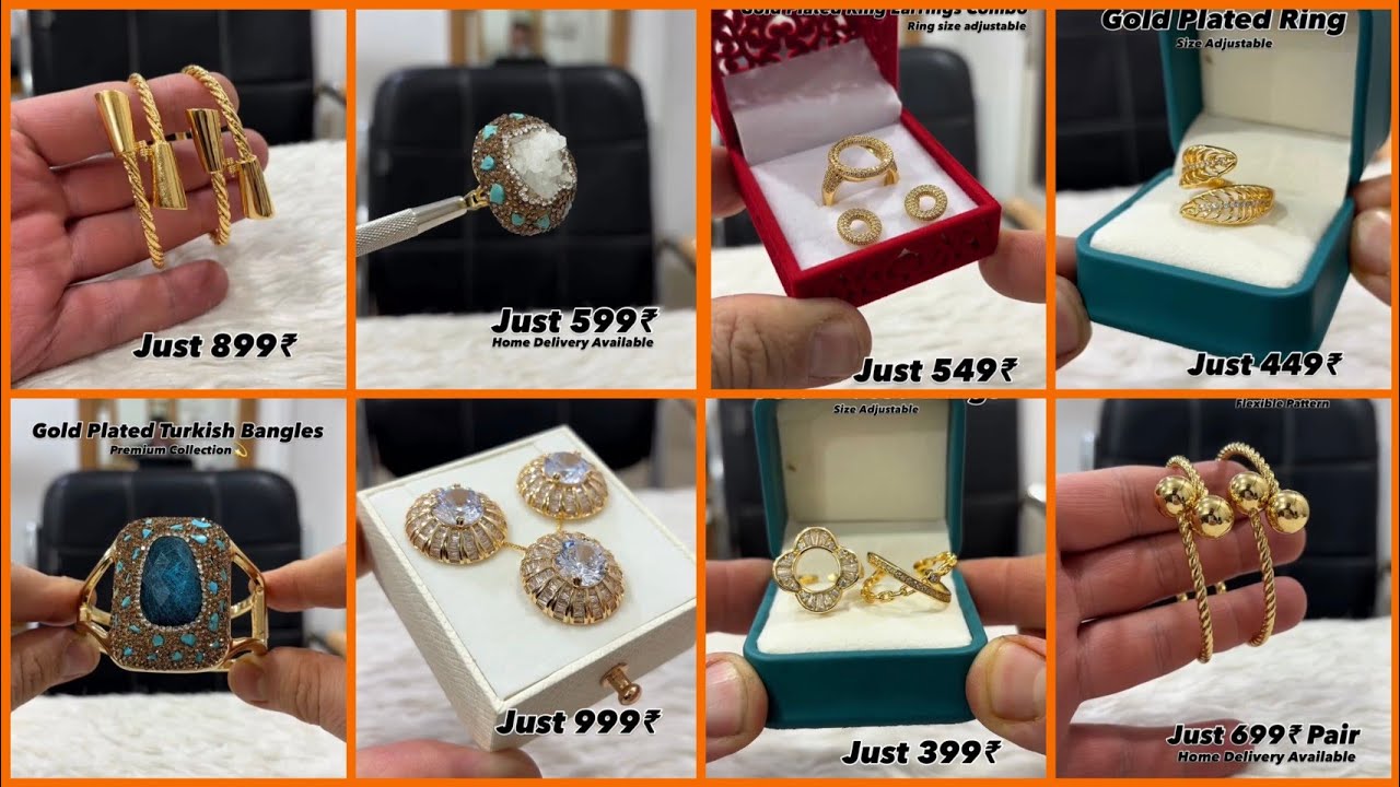 Gold Plated Jewellery Designs with Price 🍁|| Turkish Rings || Turkish Bracelet || Girlish Rings 