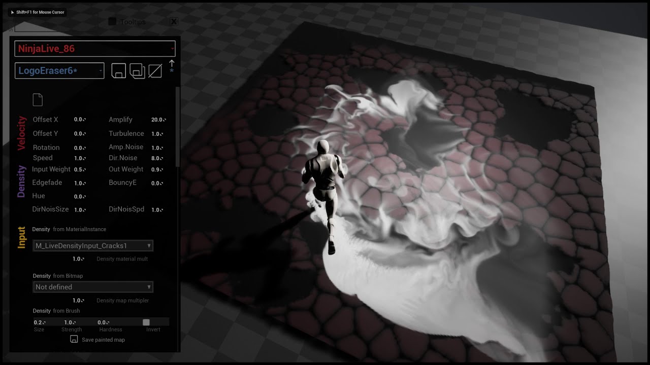FluidNinja LIVE - Test - Material Based Sim Input VS Skeletal Collider [UE4]