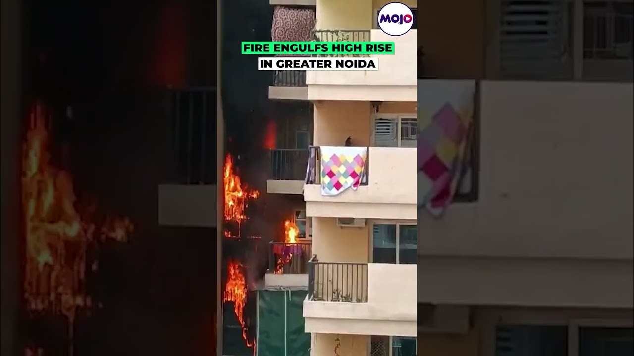 High-Rise Catches Fire In Greater Noida, Flames Engulf Residential Building  #shorts