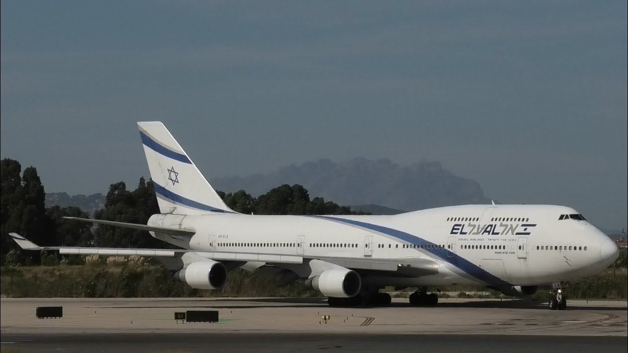 El Al Israel Boeing 747-400 Landing & Take Off Barcelona El Prat