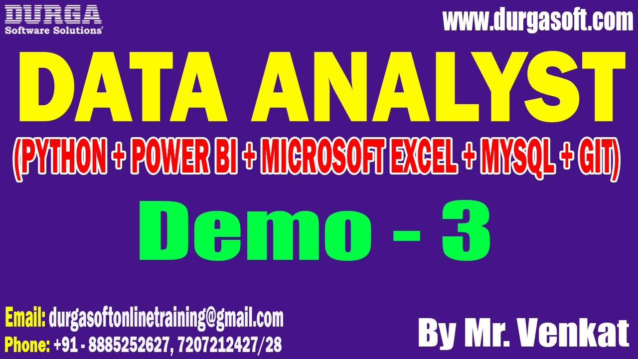 DATA ANALYST tutorials || Demo - 3 || by Mr. Venkat On 09-03-2026 @6PM (IST)