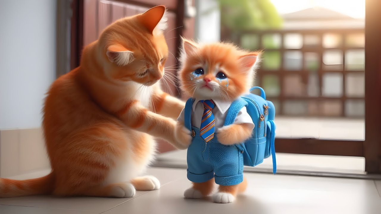 Nervous Kitten&rsquo;s First Day of School 🐾📚 | Loving Mama Cat&rsquo;s Encouragement | Cute@TheJewelofTales