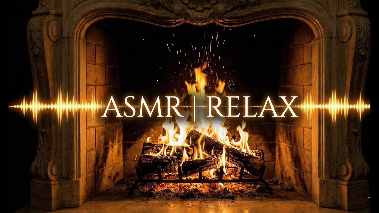 Настоящий камин и звуки костра с легкой расслабляющей музыкой | ASMR | RELAX