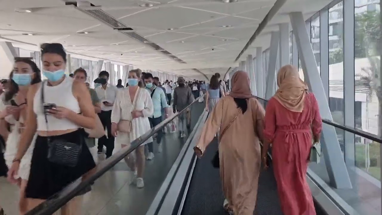 Burj Khalifa Dubai Mall to Palm Jumeirah Al Ittihad Park by metro, tram and monorail