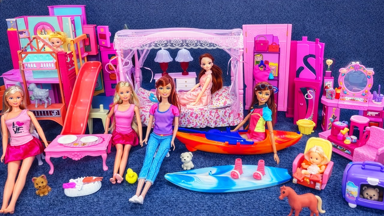 18 Minutes Satisfying with Unboxing Pink Barbie Doll Bedroom,Kitchen Collection Review Toys | ASMR