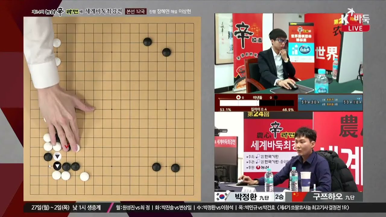 [박정환(2승)vs구쯔하오] 제24회 농심신라면배 세계바둑최강전 본선 12국