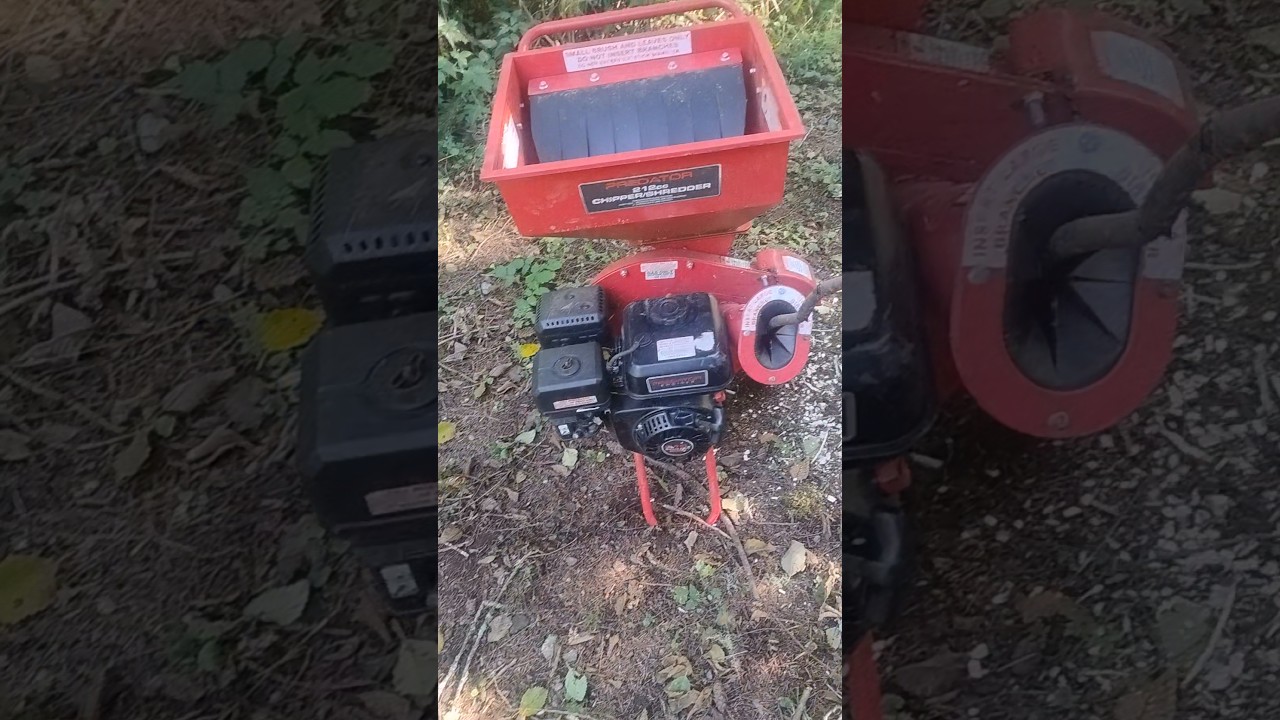 Harbor freight wood chipper in action #harborfreight #predator212