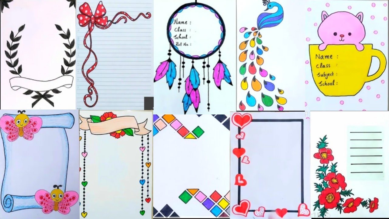 10 Beautiful Project Borders || Border Designs || Front Page Decoration Ideas