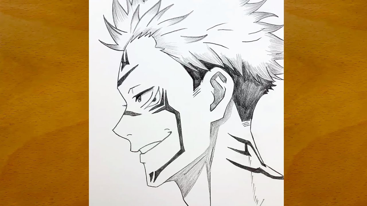 Anime Sketch | How to Draw Sukuna Side Profile from Jujutsu Kaisen - Step-by-Step