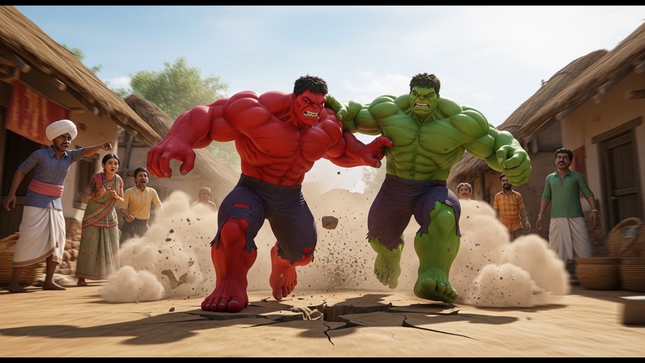 Red Hulk VS Green Hulk Running and Fighting Contest | Hulk Cartoon