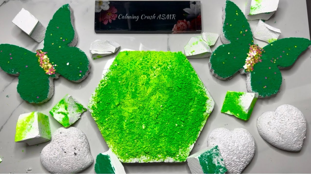 Green Mica Soft Gritty Reforms with Plain Jane Gym Chalk Chunks for an ASMR Sound Experience 