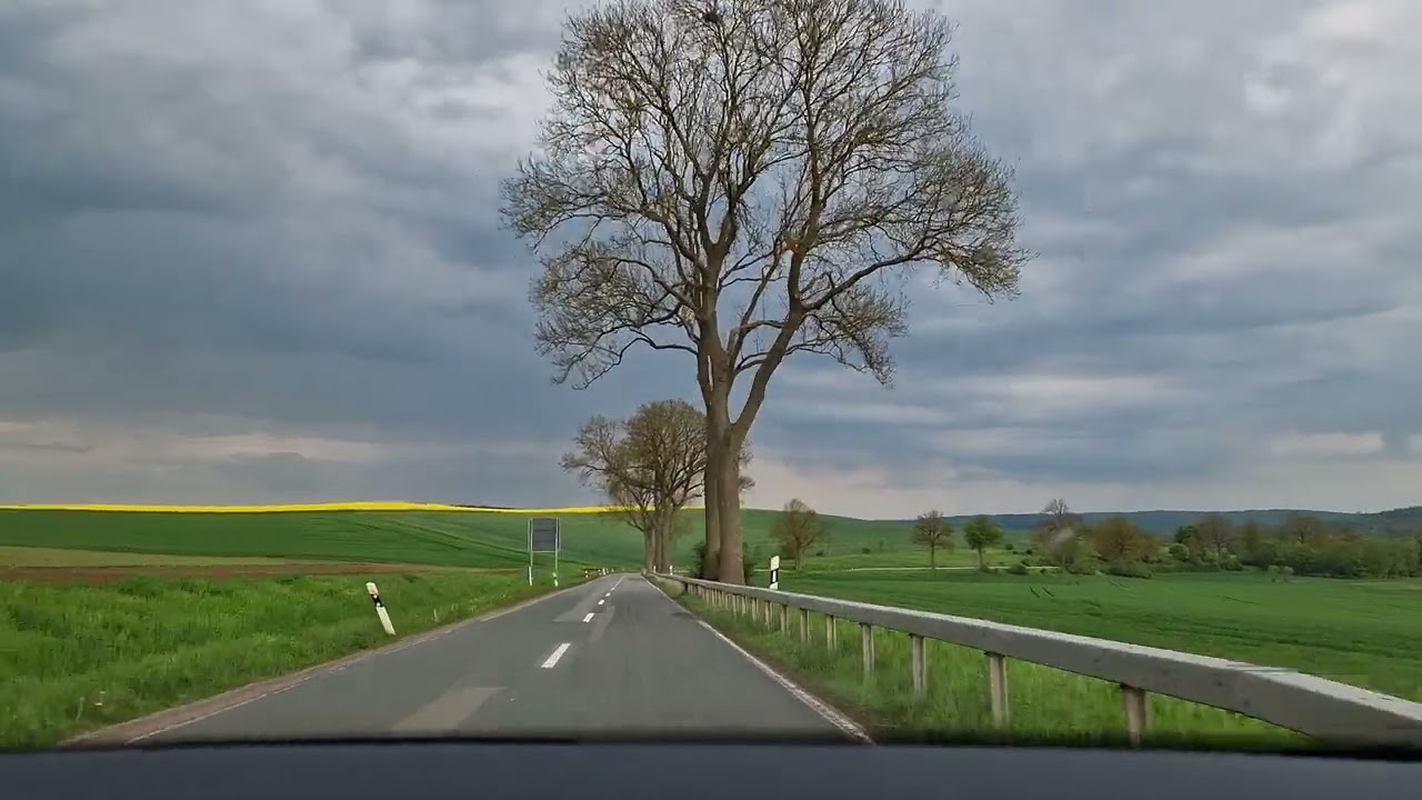 Autofahrt - Korbach Richtung Marburg (B252) bis Herzhausen (mit Umleitung), UHD, 60FPS