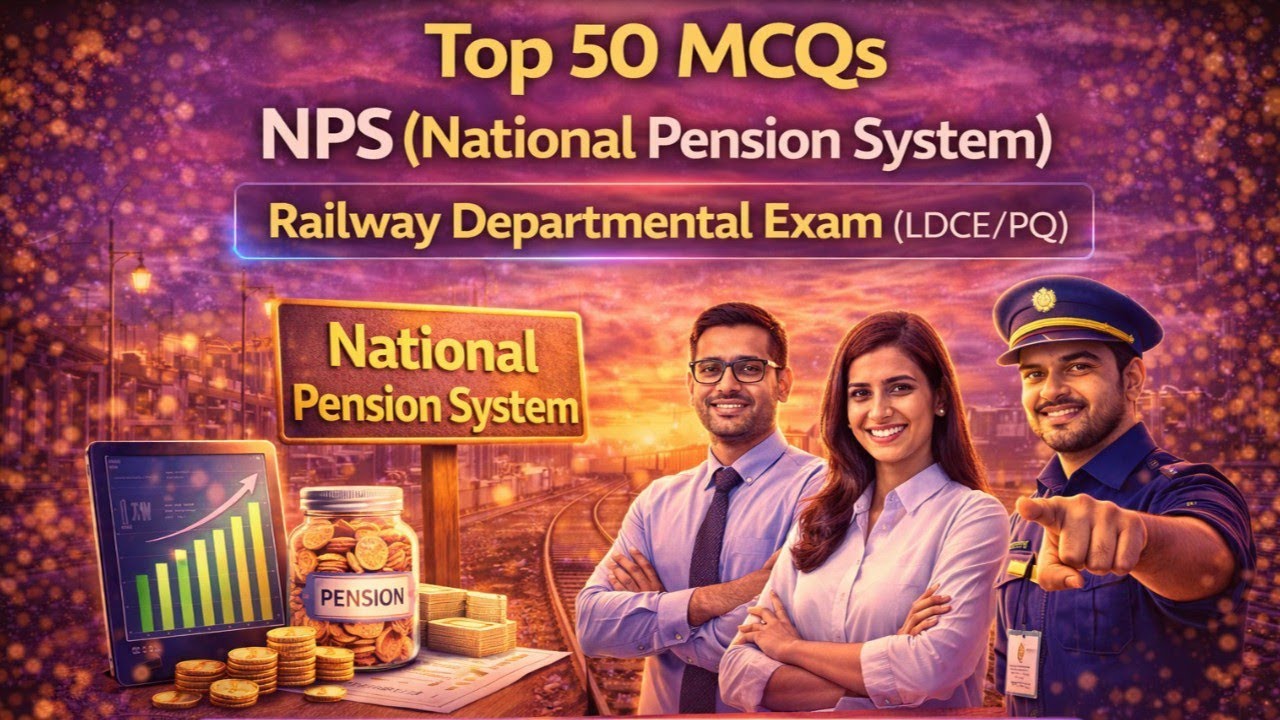 Top 50 MCQs !! NPS (National Pension System) !! Railway Departmental Exams (LDCE/PQ) !! By R.V.Sir