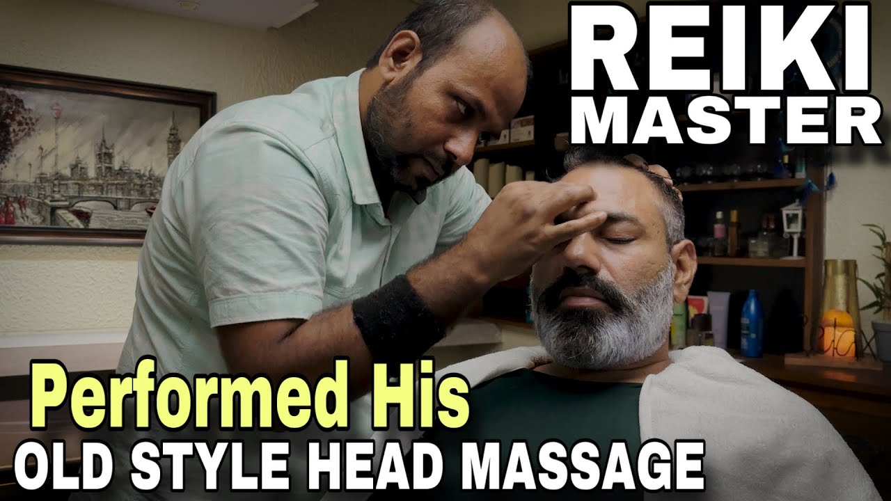 Reiki Master Head massage therapy, performed his old style of massaging therapy, Indian barber ASMR