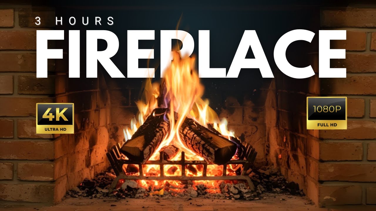 Fireplace 4 K|   3 Hours Fireplace with Relaxing Music | Deep Sleep & Stress Relief #fireplace