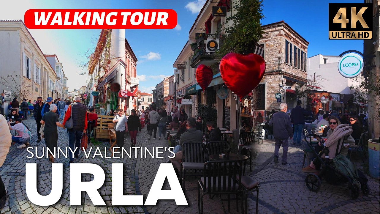 Sunny Valentine's Day in Urla 💖🇹🇷 | Artsy Streets & Cozy Cafes | 4K ASMR Walking Tour