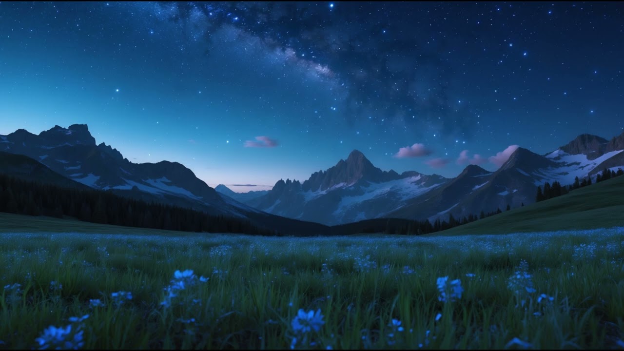 Starlit Alpine Meadow ⛰️ | Mountain Night Music for Elevated Peace