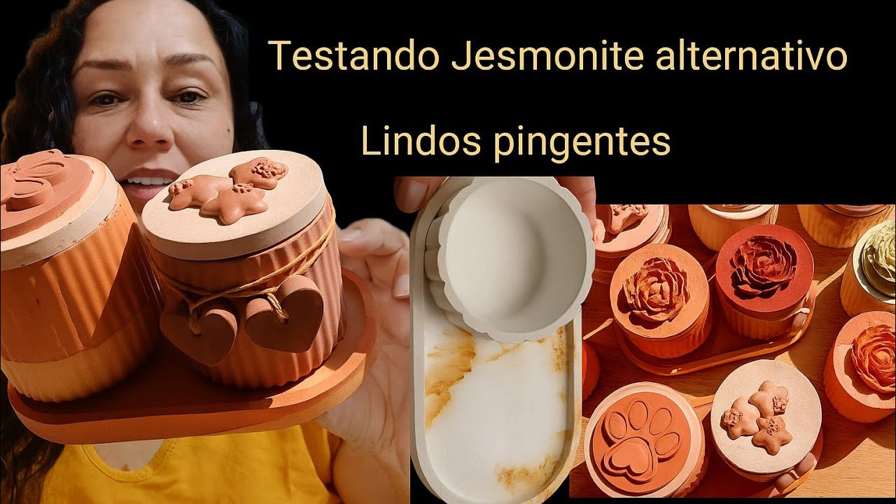 testando JESMONITE ALTERNATIVO com  lindos pingentes | FAÇA VOCÊ MESMO BANDEJA COM CIMENTO BRANCO