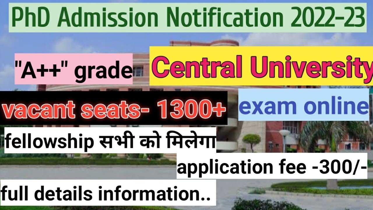 PhD Admission Notification 2022-23/ central government university/ admission  DU/ #phdadmission2022