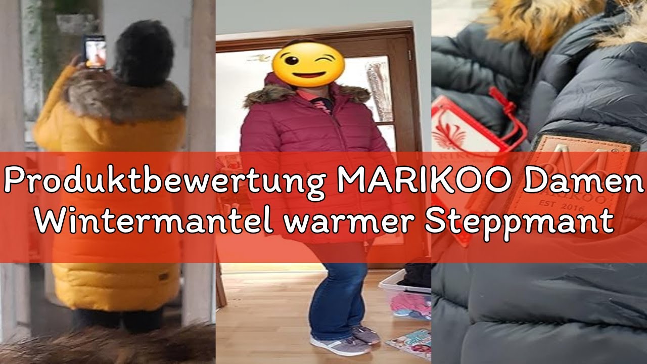 Produktbewertung MARIKOO Damen Wintermantel warmer Steppmantel lang mit Kapuze und abnehmbarem Kunst