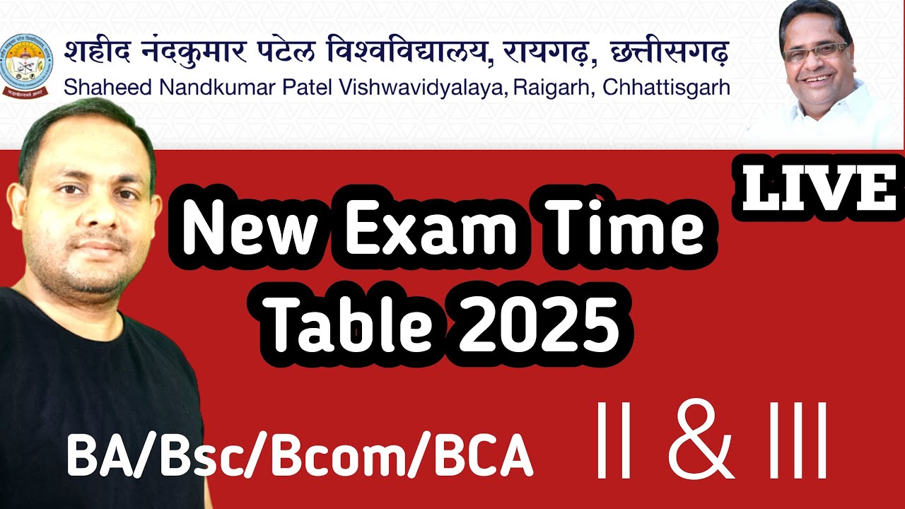 New Exam timetable 2025 SNPV Raigarh |  शहीद नंदकुमार पटेल विश्वविद्यालय,रायगढ़