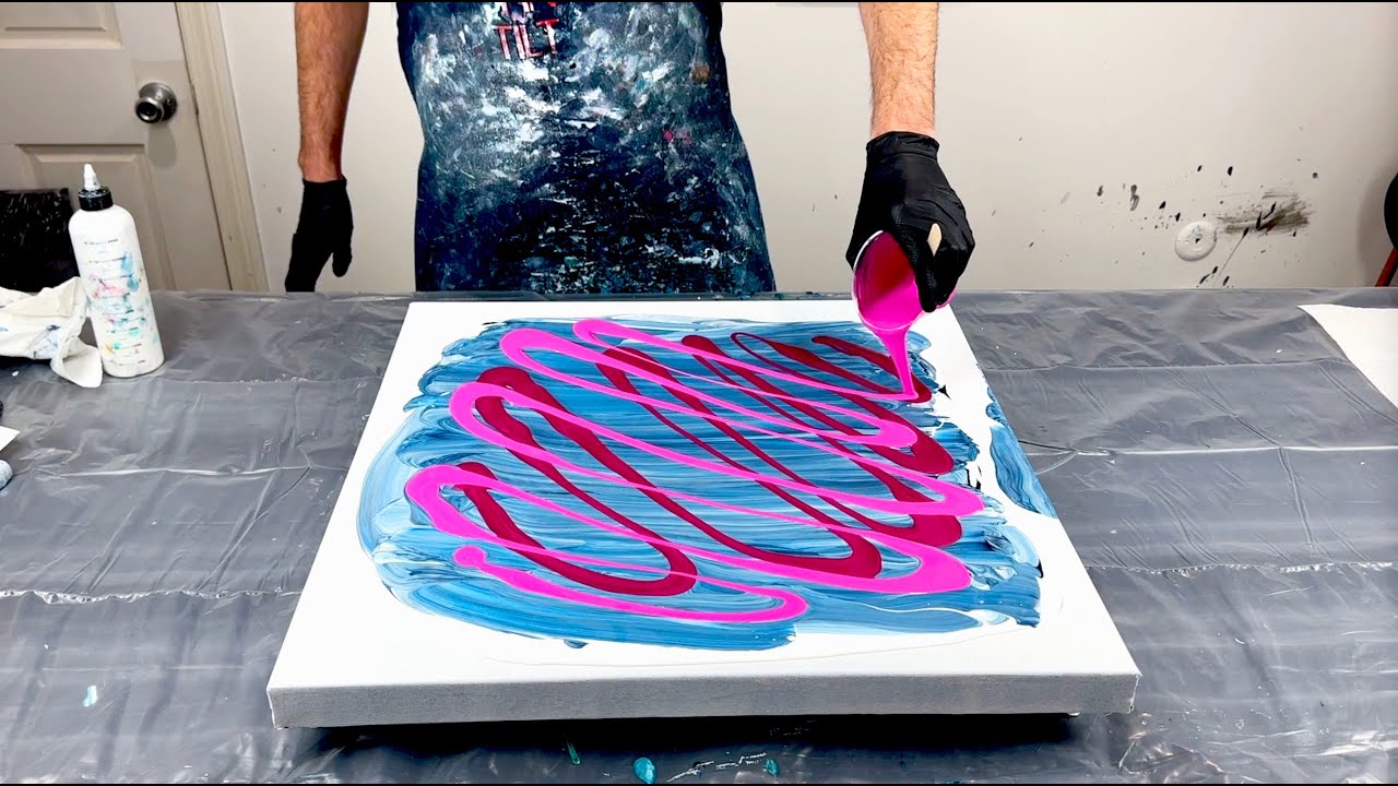 Playing with Pinks~Chaos Ribbon Swipe~Acrylic Paint Pouring~251
