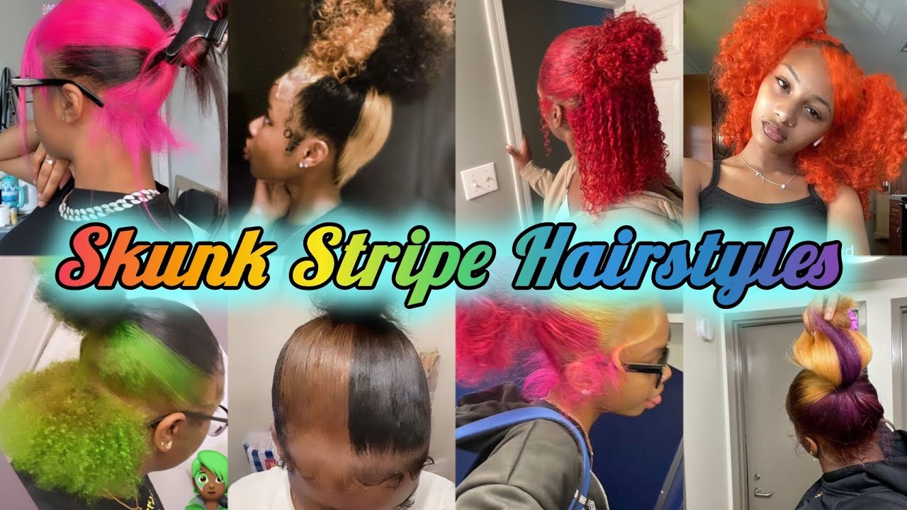 😍🌈~2️⃣0️⃣2️⃣4️⃣SKUNK STRIPES HAIRSTYLE COMPILATION | #skunkstripe #curlyhairstyles #compilation