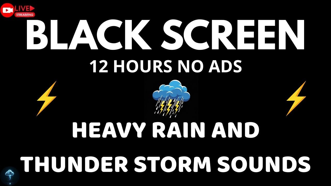 🔴 Heavy Rain and Thunder Sounds for Sleeping - Black Screen 💧 Natural Thunderstorm for Deep Sleep💧