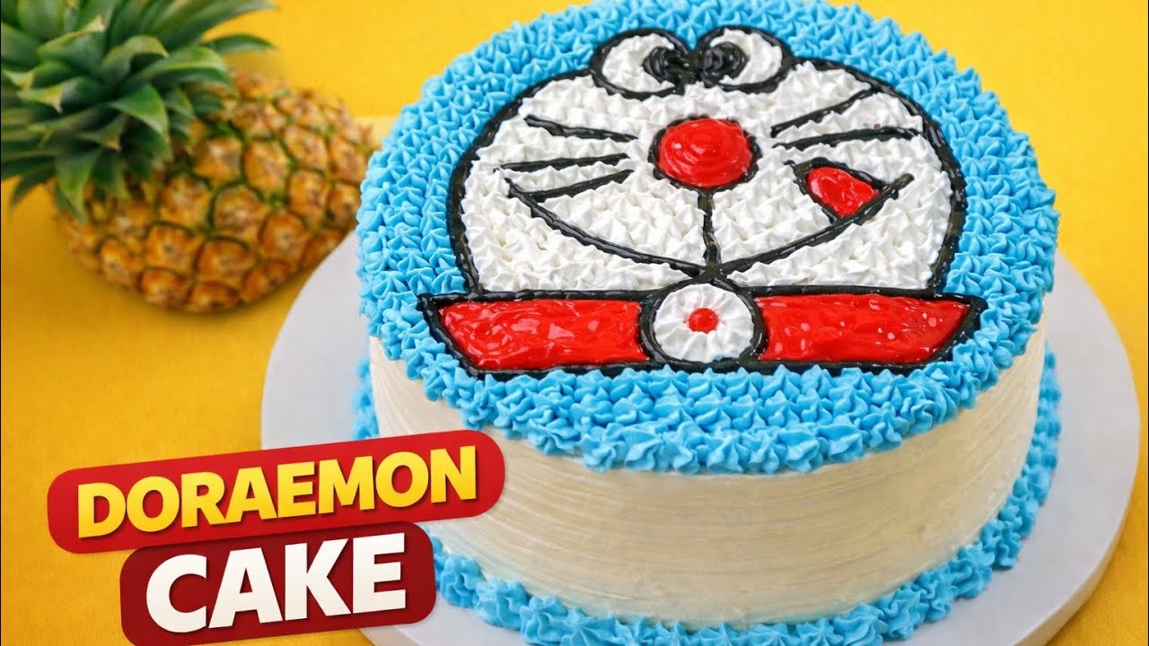 Doraemon Cake Banane Ka Aasan Tarika | Pineapple Flavour Cake Decoration Tutorial#viralvideo #new 