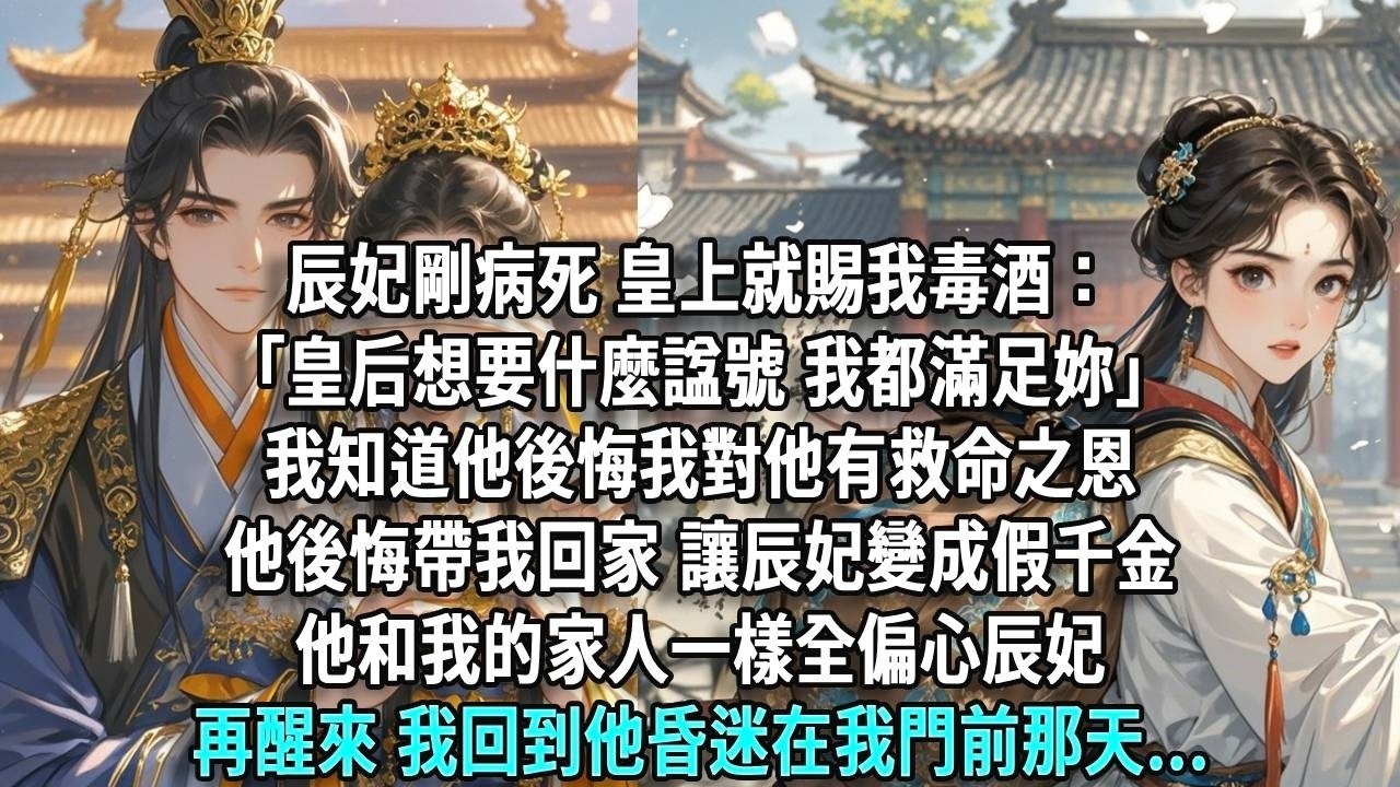 辰妃剛病死，皇上就賜我毒酒：「皇后想要什麼諡號，我都滿足妳。」他後悔帶我回家讓辰妃變成假千金，他和我的家人一樣全偏心辰妃，再醒來，我回到他昏迷在我門前那天