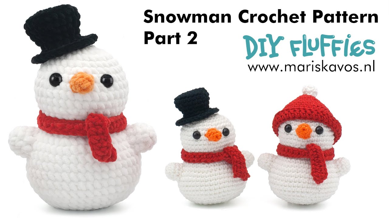 Snowman Amigurumi - Free easy crochet pattern PART 2 - winter tutorial