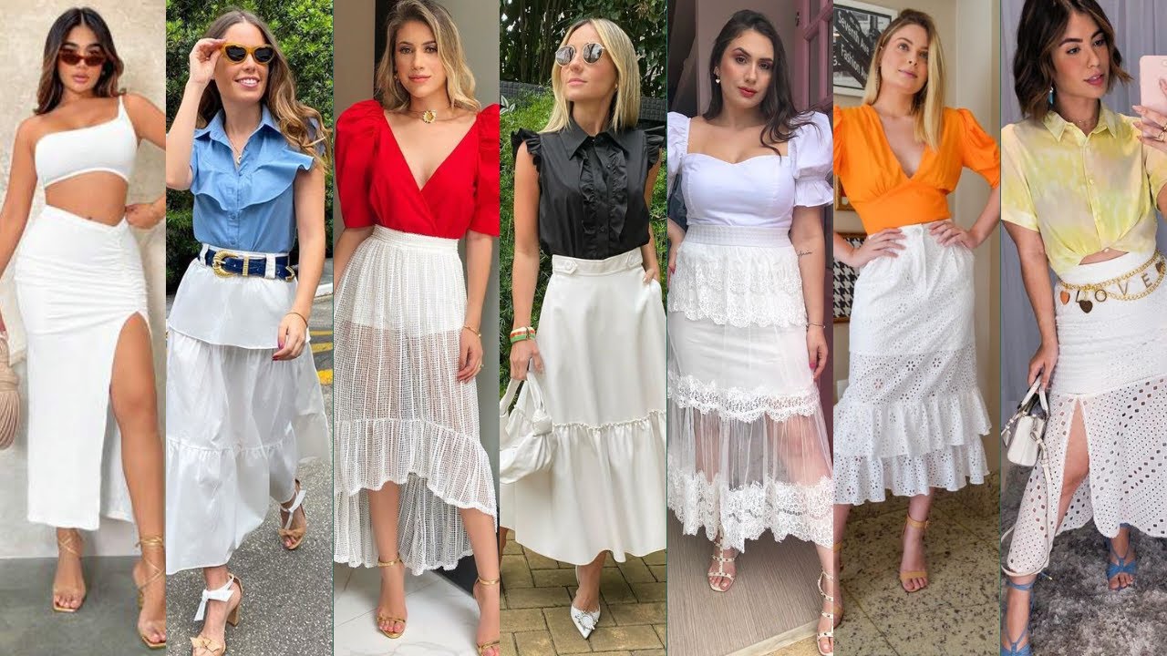 Combinaciones con falda blanca 🤍FALDAS DE MODA 2024/moda primavera verano 2024/