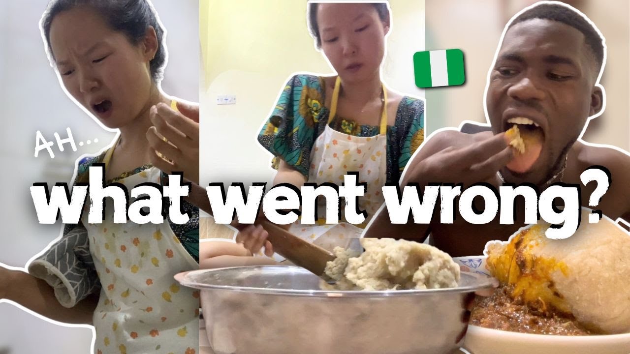 Korean tries turning eba for African husband | + bitter leaf stew 🌶️🍃